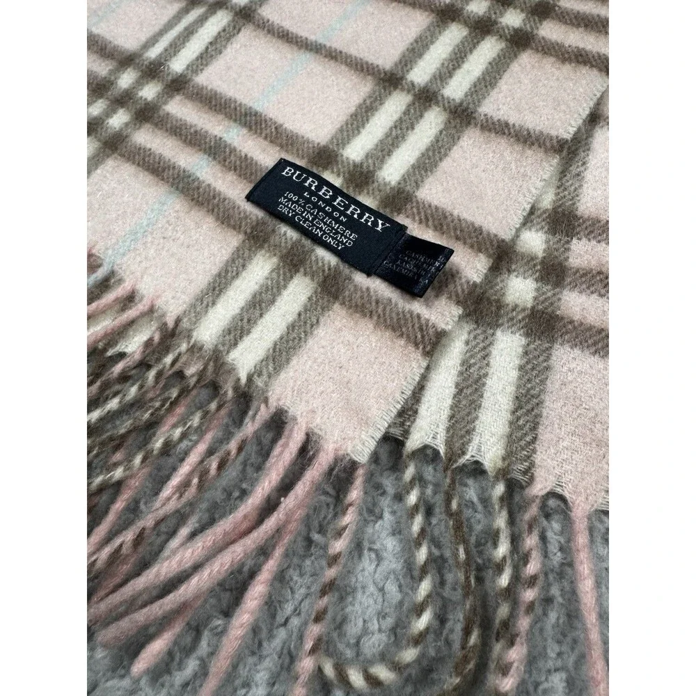 BURBERRY Light Pink 100%  Cashmere Classic Vintage  Nova Scarf 12” X 56”